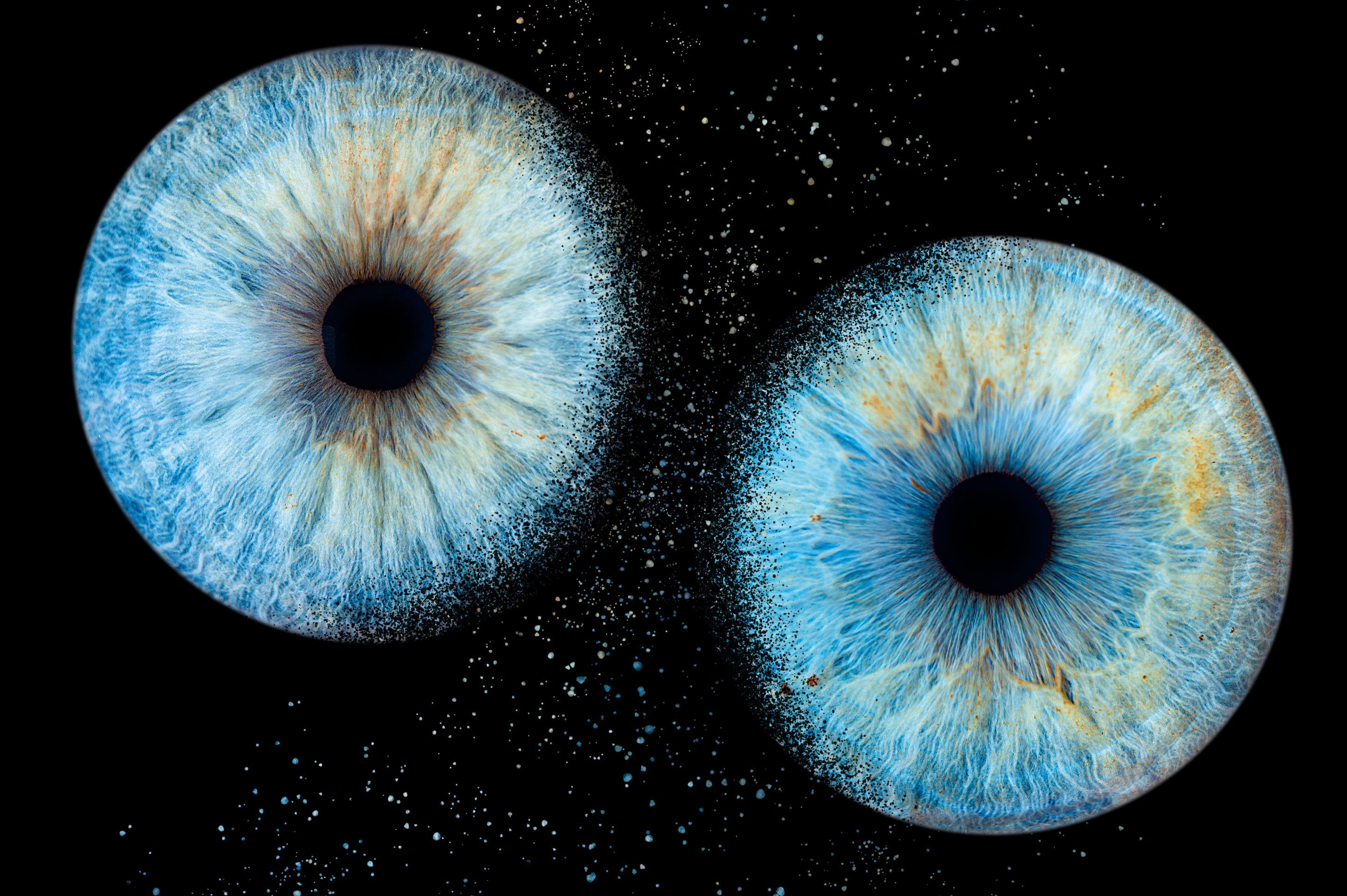 iris en macro pupille de couleur, yeux humains rapprocher chez romain Bebon photographe