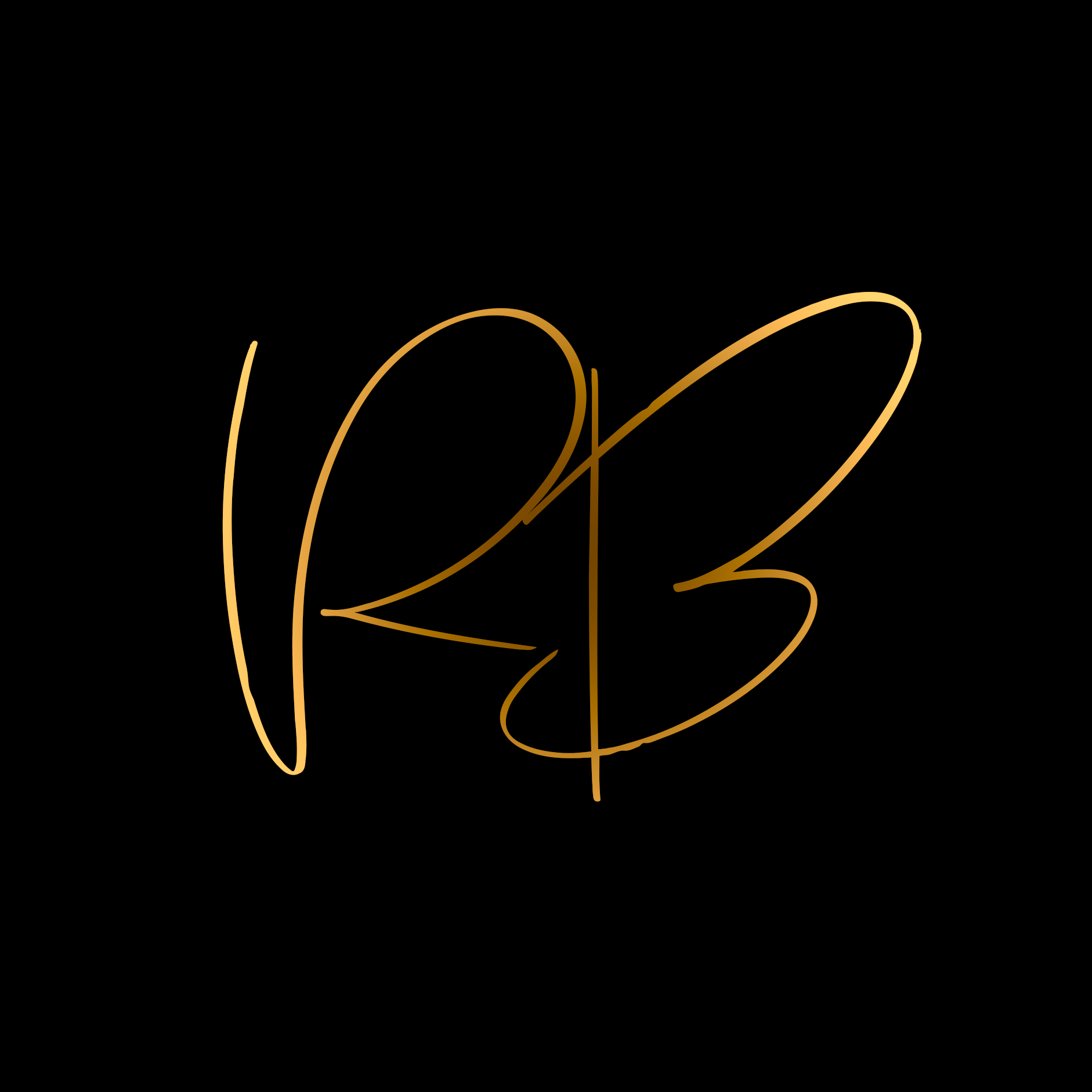 logo rb romain Bebon photographe en doré majuscule
